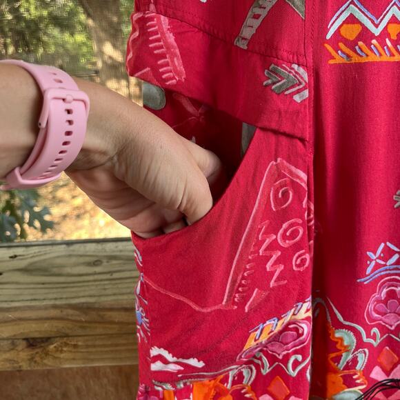 Desigual Women's Red Sleeveless Sheath Dress Boho Printed Size 44 (U.S. L) - Picture 6 of 13